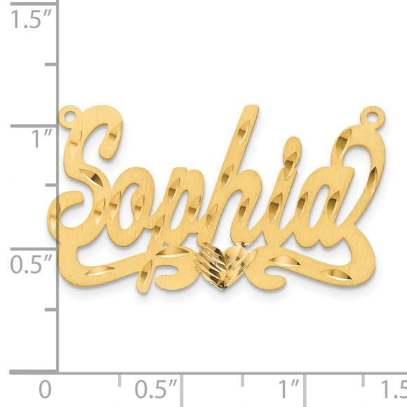 Sterling Silver/Gold-plated Satin Diamond-cut with Heart Name Plate - Picture 4 of 4